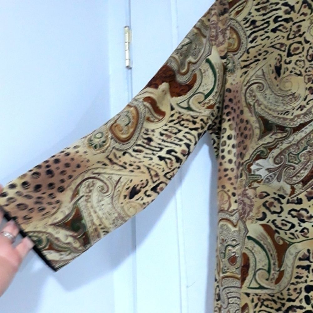 Vintage BFA Classic Plus Paisley Animal Print Long Sleeve Open Blazer Si… - Picture 6 of 15